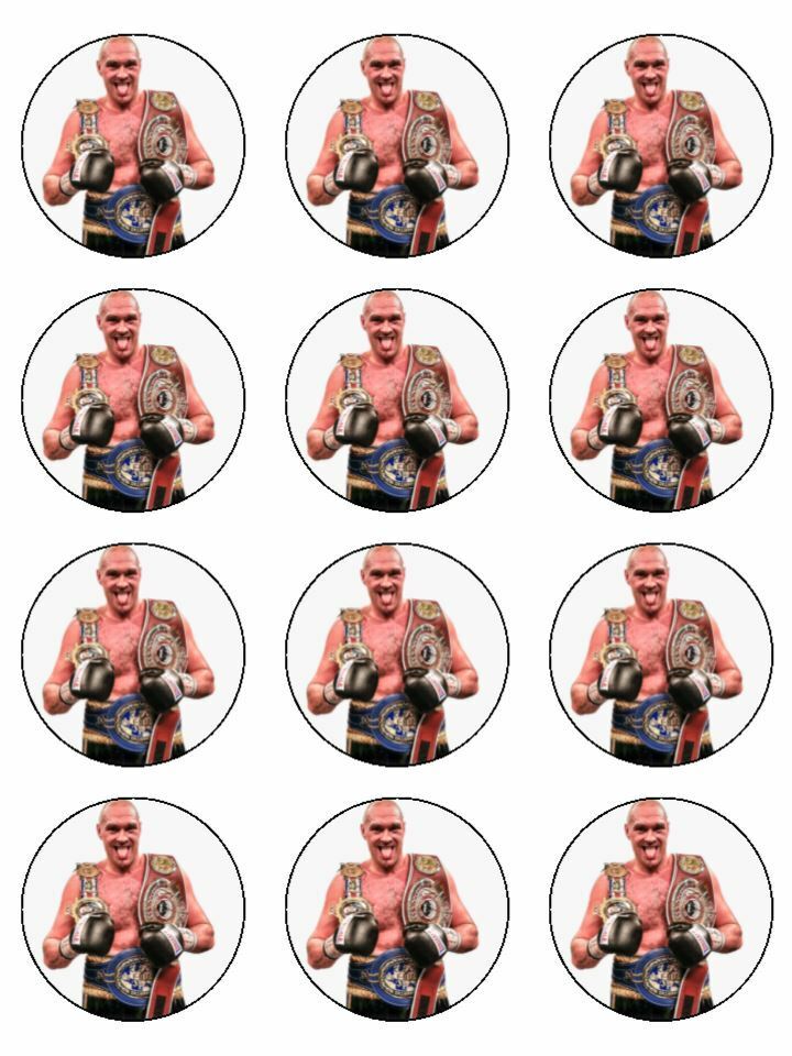 Tyson Fury The gypsy king boxer sport edible printed Cupcake Toppers Icing Sheet of 12 Toppers