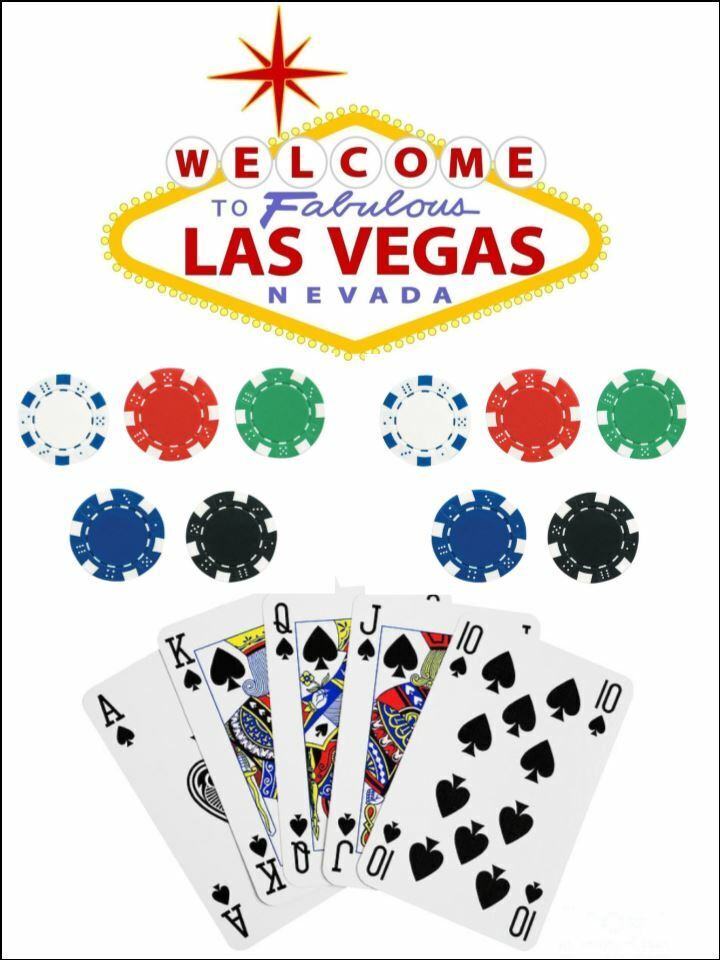 Las Vegas sign Nevada poker chips card edible Printed Cake Decor Topper Icing Sheet  Toppers Decoration