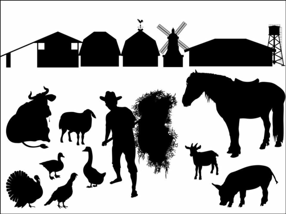 Farming Farm animals farmer Silhouettes Edible Printed Cake Decor Topp