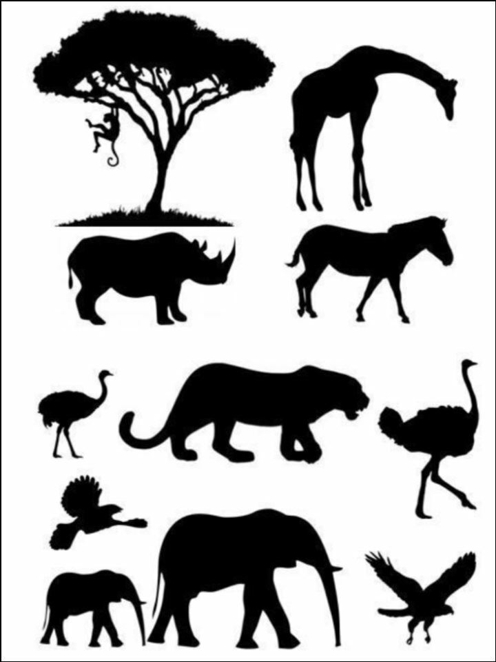 African Animal Silhouette jungle Background edible Printed Cake Decor Topper Icing Sheet  Toppers Decoration