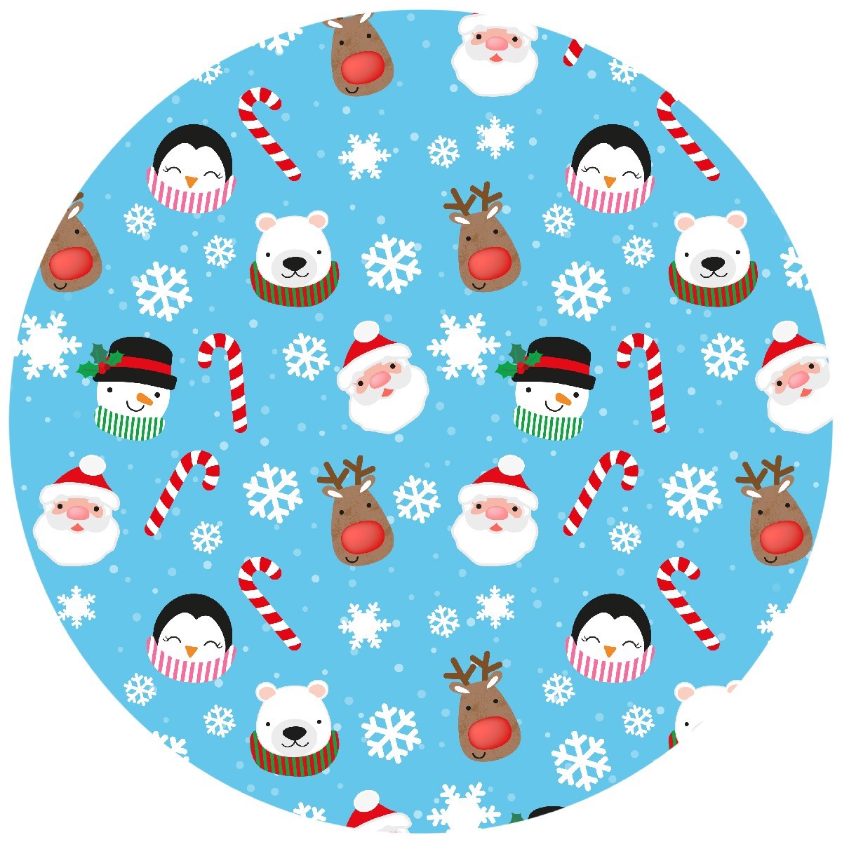 10" Masonite Christmas Friends Cake Board - Blue with Santa and Friends (4mm Thick)