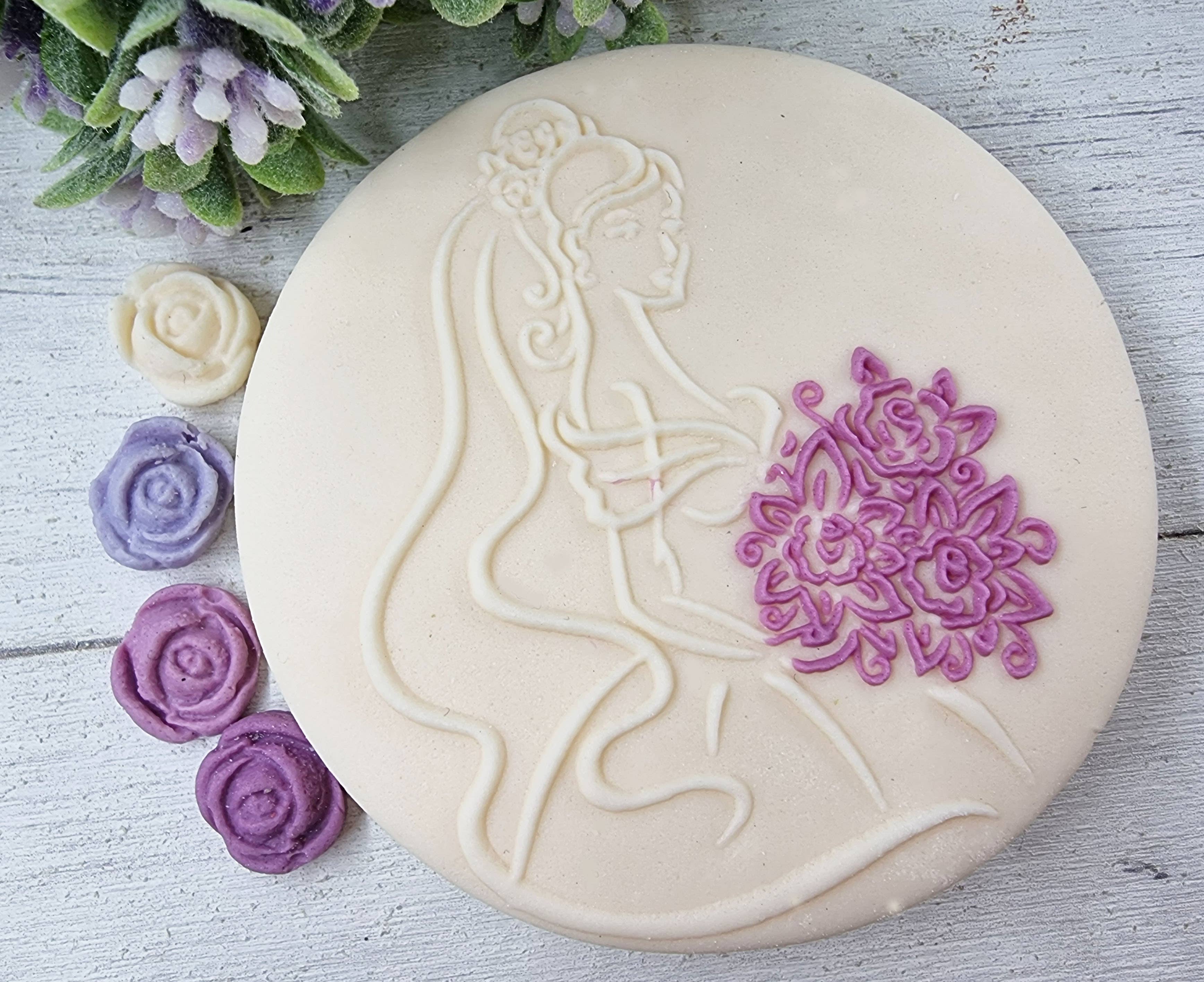 Make & Fun Wedding Bride & Bouquet Fondant Embosser, Cookie Debosser