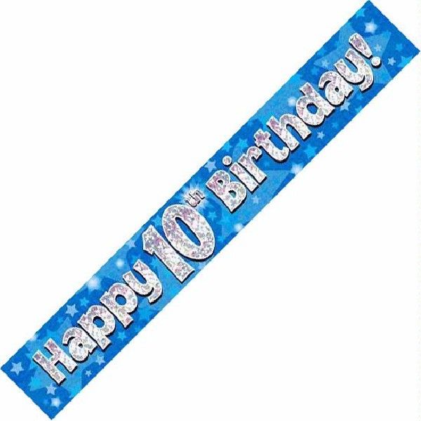 Blue Age 10 10th Birthday Celebration Happy Birthday Banner