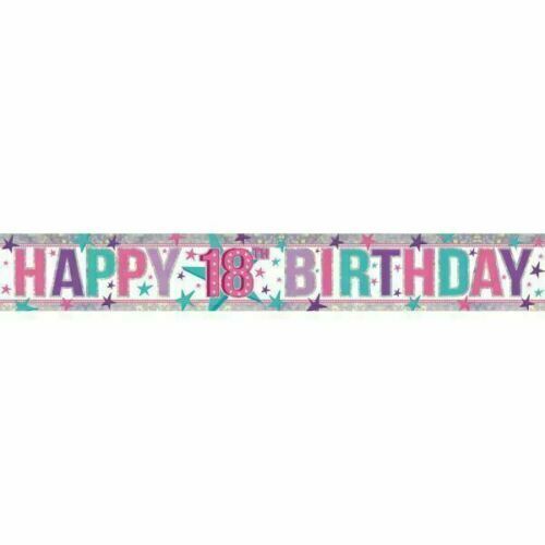 Pink Theme Colourful Age 18 18th Birthday Celebration Happy Birthday Banner