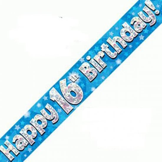Blue Age 16 16th Birthday Celebration Happy Birthday Banner