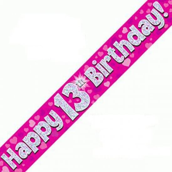 Pink Age 13 13th Birthday Celebration Happy Birthday Banner