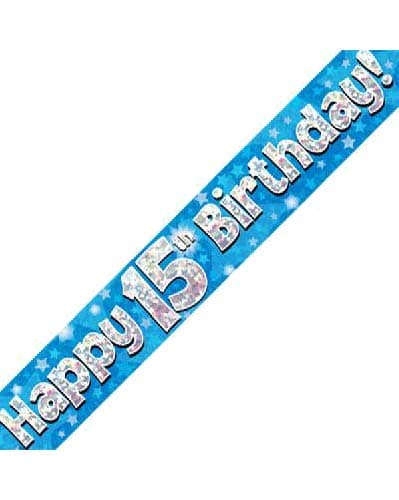 Blue Age 15 15th Birthday Celebration Happy Birthday Banner