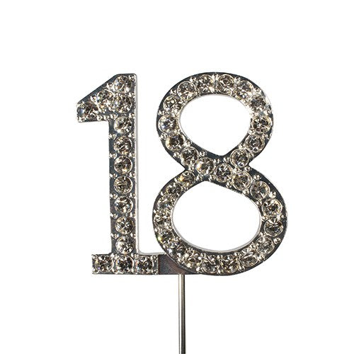 Diamante Number Cake Topper on pick -18 - The Cooks Cupboard Ltd