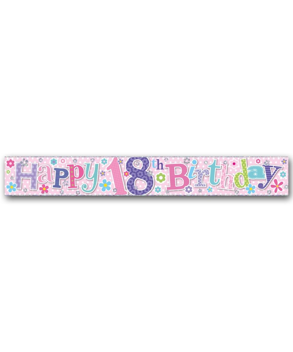 Pink Pastel Age 18 18th Birthday Celebration Happy Birthday Banner