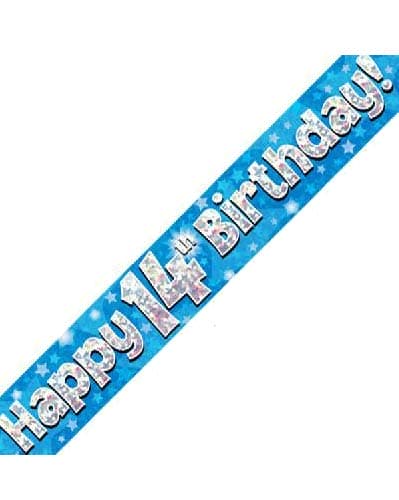 Blue Age 14 14th Birthday Celebration Happy Birthday Banner