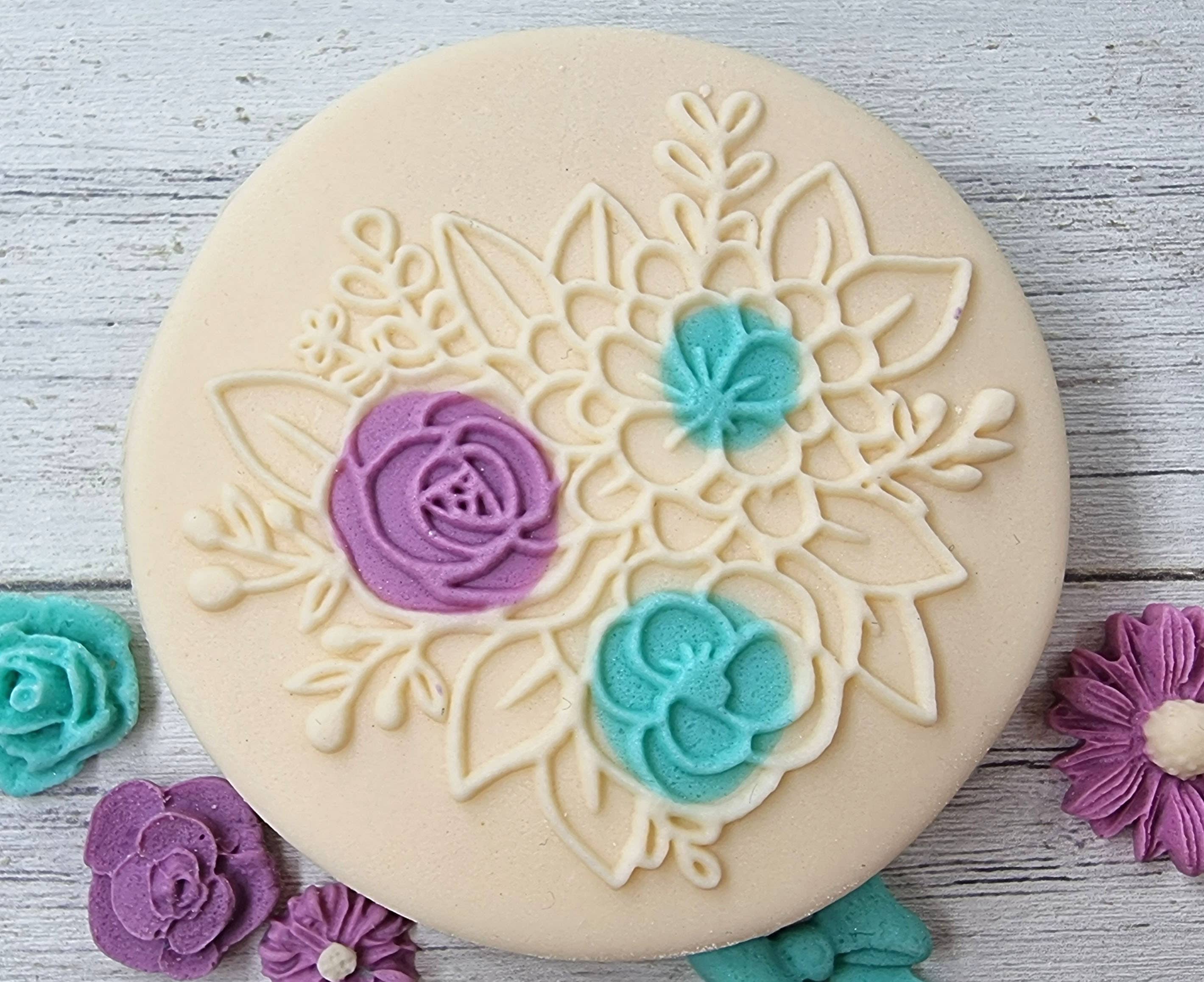 Make & Fun Flower Floral Fondant Embosser, Cookie Debosser