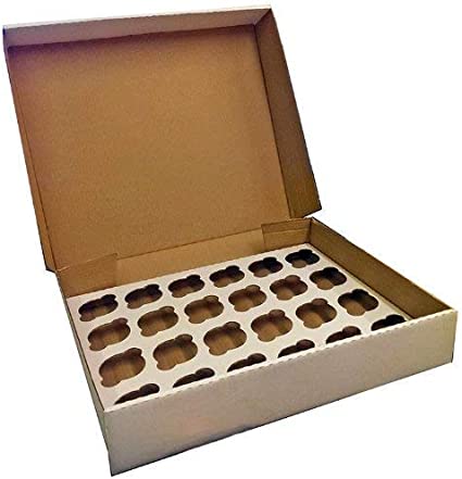 24 x Heavy Duty Cupcake Box - White 4” Deep