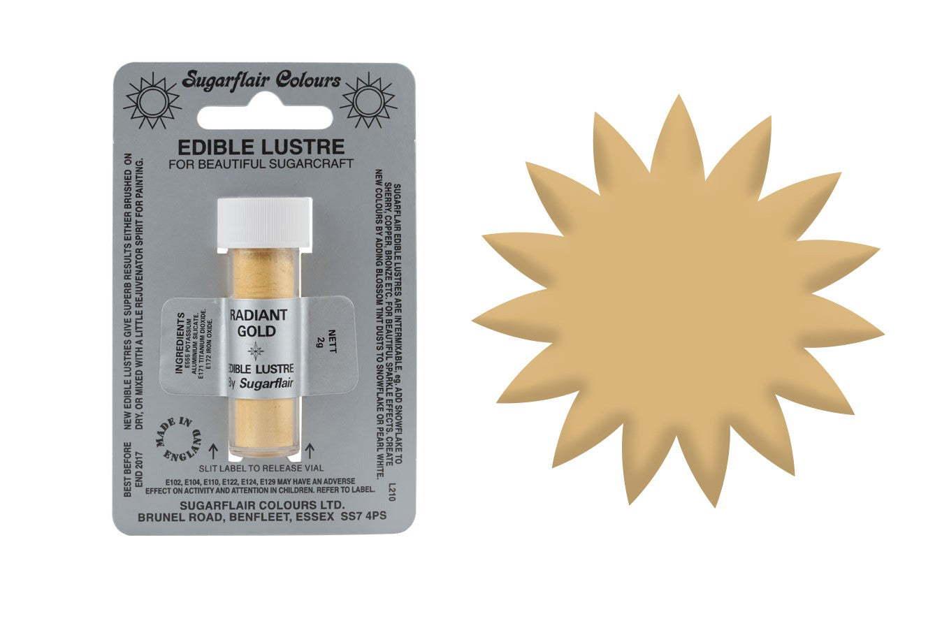 Sugarflair Edible Lustre Dust Radiant Gold - The Cooks Cupboard Ltd