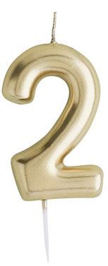Gold Birthday Celebration Candle - Number / Age 2