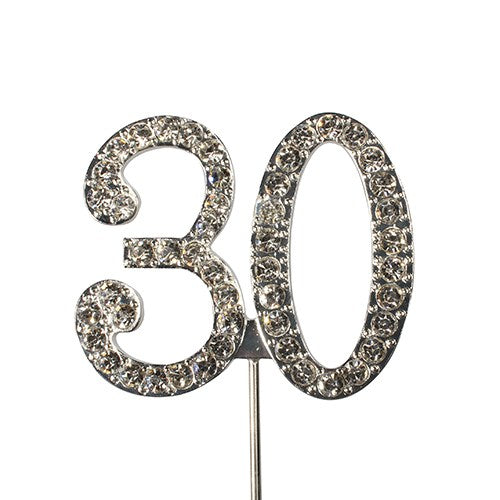 Diamante Number Cake Topper on pick -30 - The Cooks Cupboard Ltd