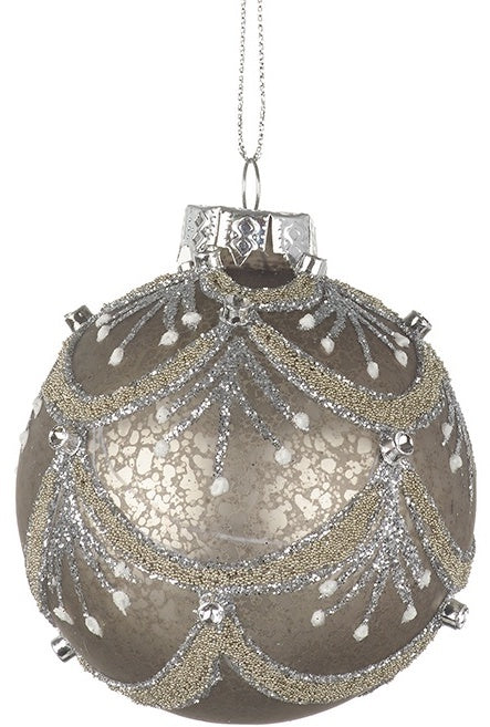 Dark Glass Decorated Christmas Festive Bauble Hanging Decoration - Kate's Cupboard