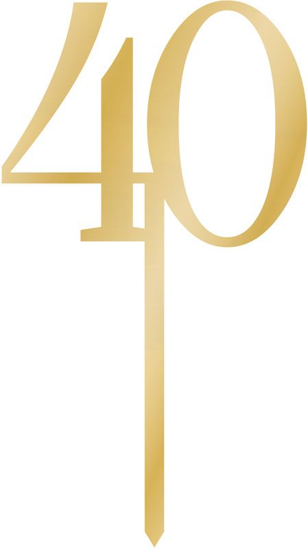 Gold Acrylic Age 40 40th Birthday Celebration Cake Topper