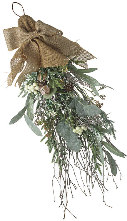 Artificial Hanging Decorative Faux Winter Twig, Berry and Mistletoe Arrangement kates bupboard