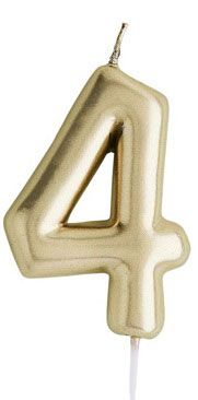 Gold Birthday Celebration Candle - Number / Age 4