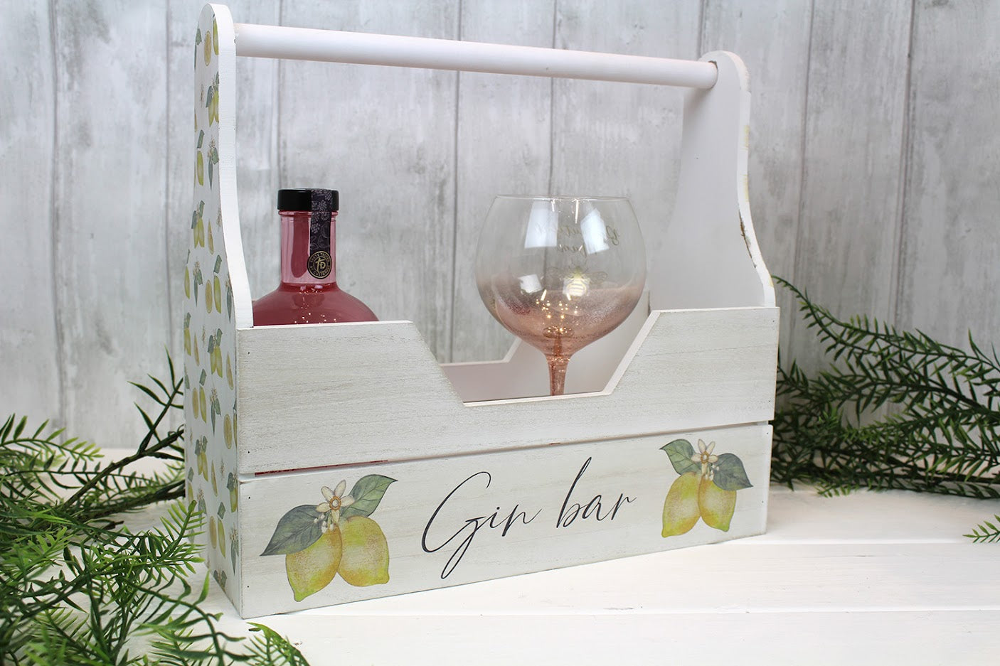 The Gin Bar Decorative Wooden Storage Caddy with Handle
