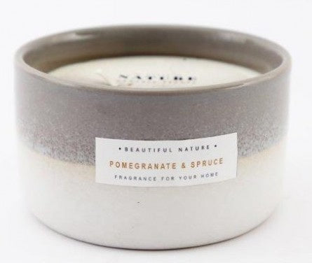 Ombre Grey Ceramic Candle Pot with Double Wick Candle - Pomegranate & Spruce - Kate's Cupboard
