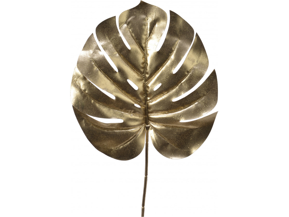 Gold Glitter Tone Monstera Leaf Artificial Foliage Leaf - Kate's Cupboard
