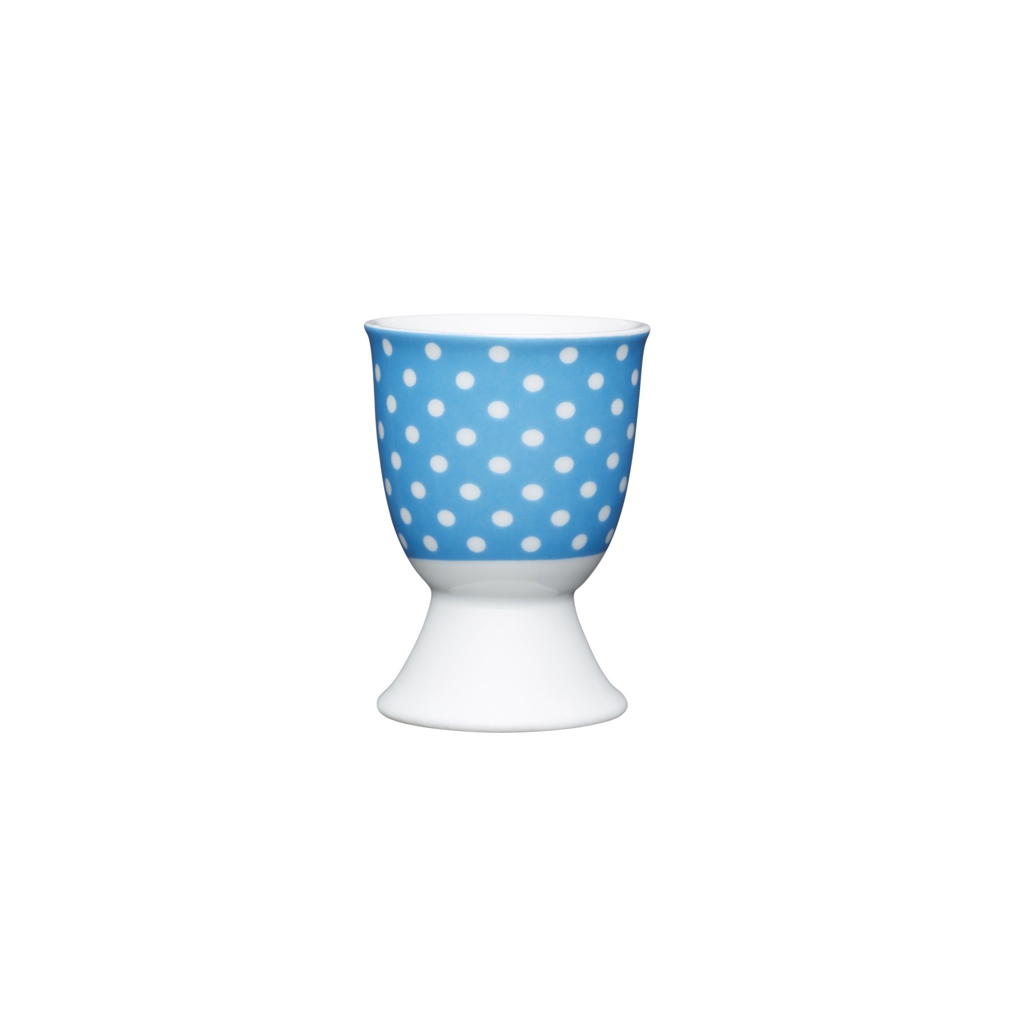 KitchenCraft Blue Polka Dot Porcelain Egg Cup - The Cooks Cupboard Ltd