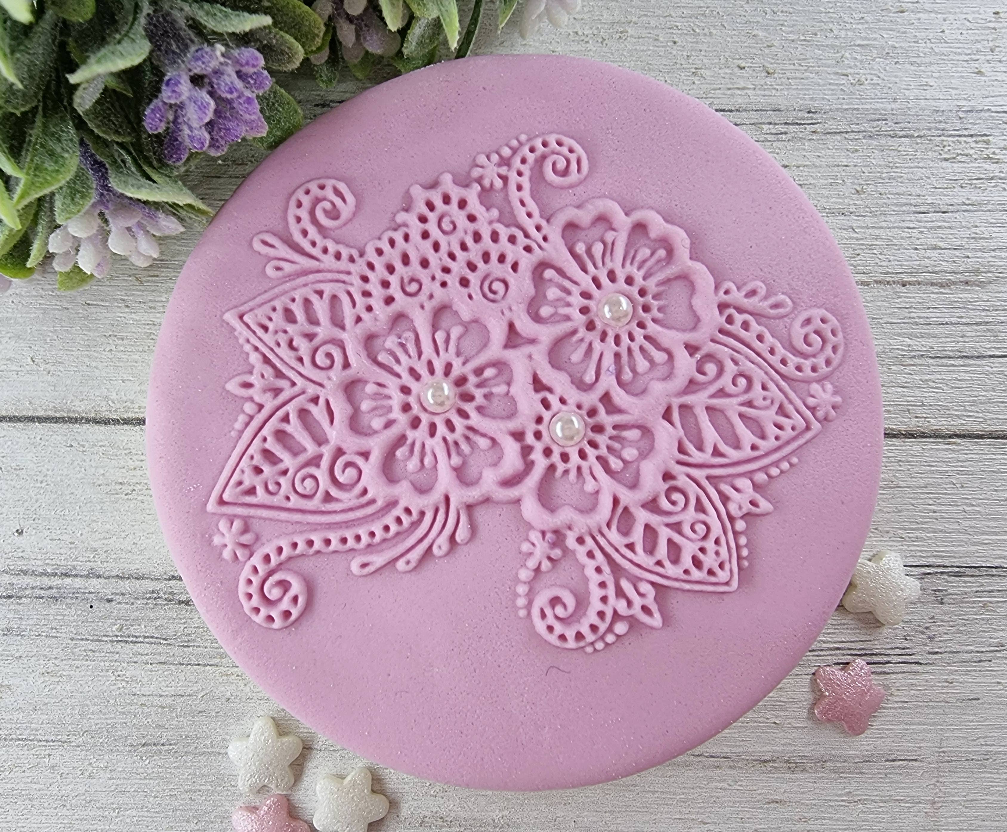 Make & Fun Lace Flower Floral Pattern  Fondant Embosser, Cookie Debosser