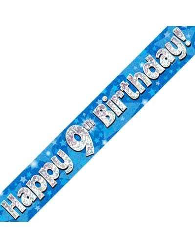 Blue Age 9 9th Birthday Celebration Happy Birthday Banner