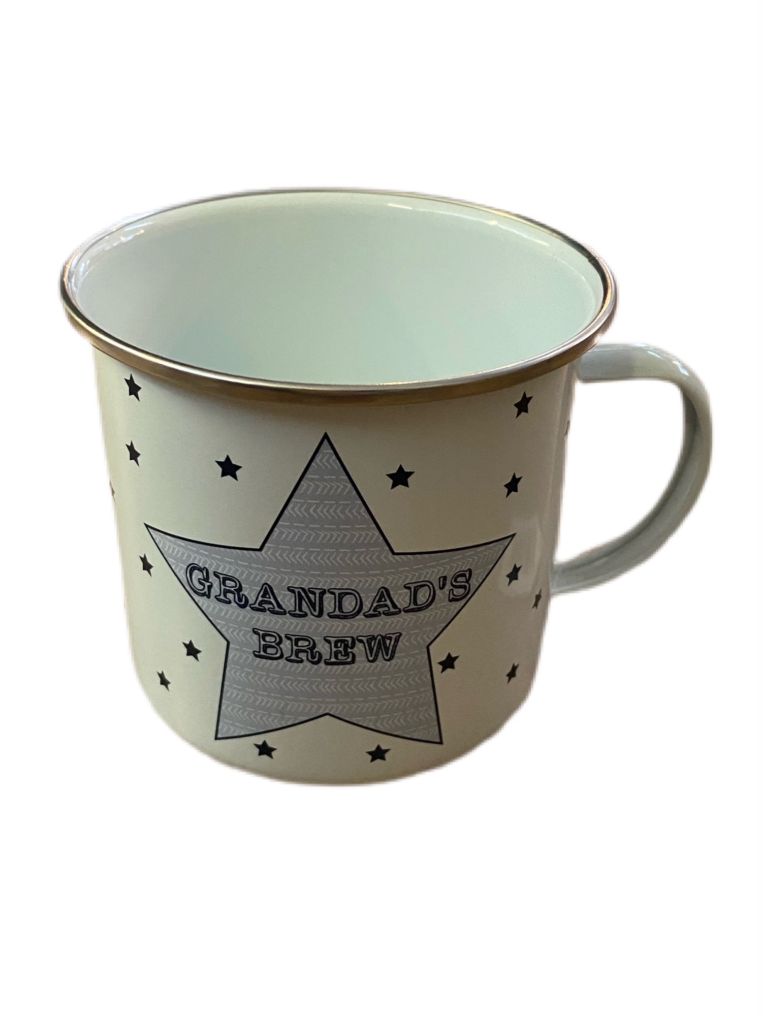 Grandad's Brew Enamel Mug in Blue and White - The Cooks Cupboard Ltd