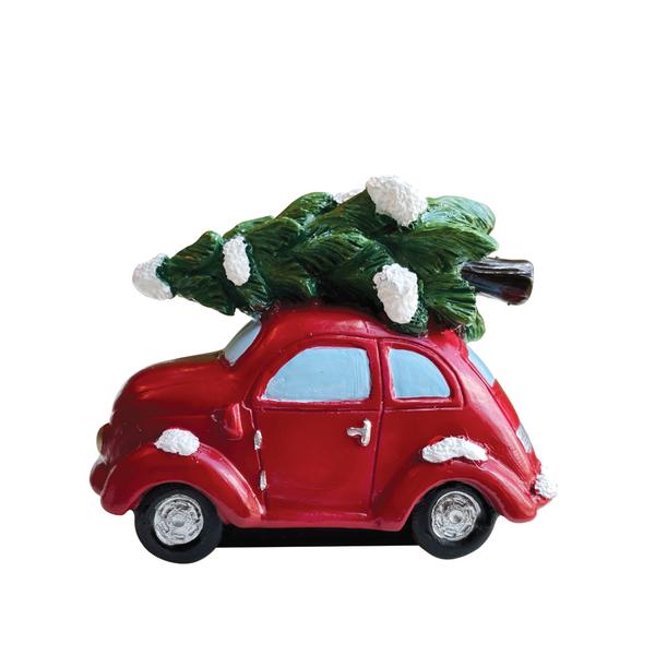 Bringing Home the Tree - Christmas Tree on Car Roof Resin Cake Topper - The Cooks Cupboard Ltd