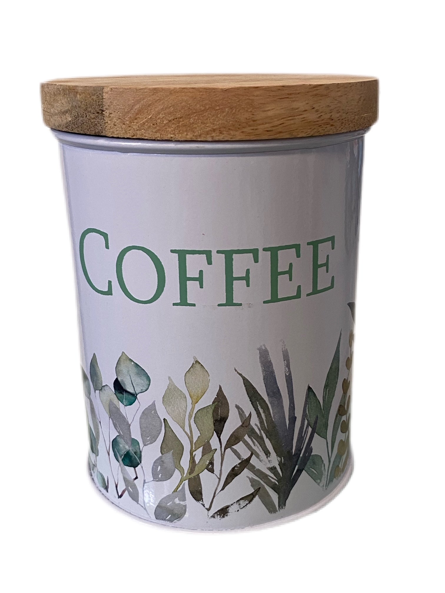 Olive Grove Printed Metal Storage cannister with Wooden Lid - Coffee - The Cooks Cupboard Ltd