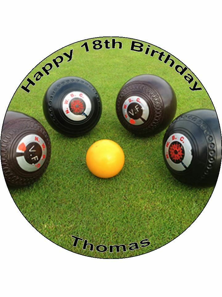 Crown Green Lawn Bowls Personalised Edible Cake Topper Round Icing Sheet - The Cooks Cupboard Ltd
