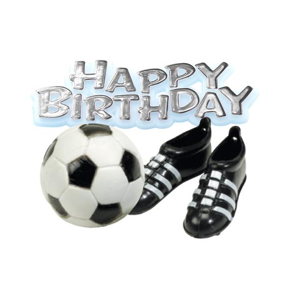Football, Boots & Happy Birthday Motto Cake Topper Kit - The Cooks Cupboard Ltd