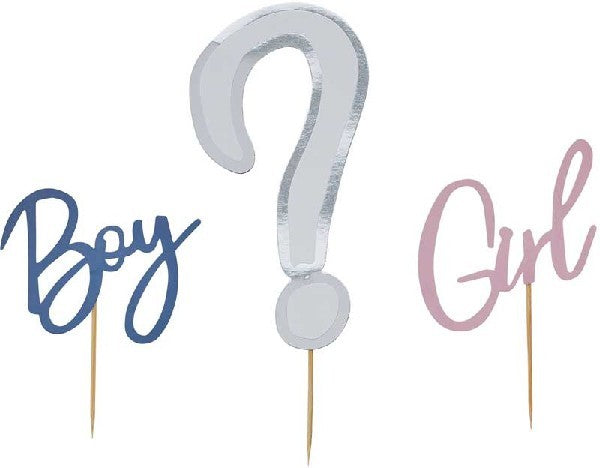 Gender Reveal Cake Topper Set Boy or Girl ? - The Cooks Cupboard Ltd