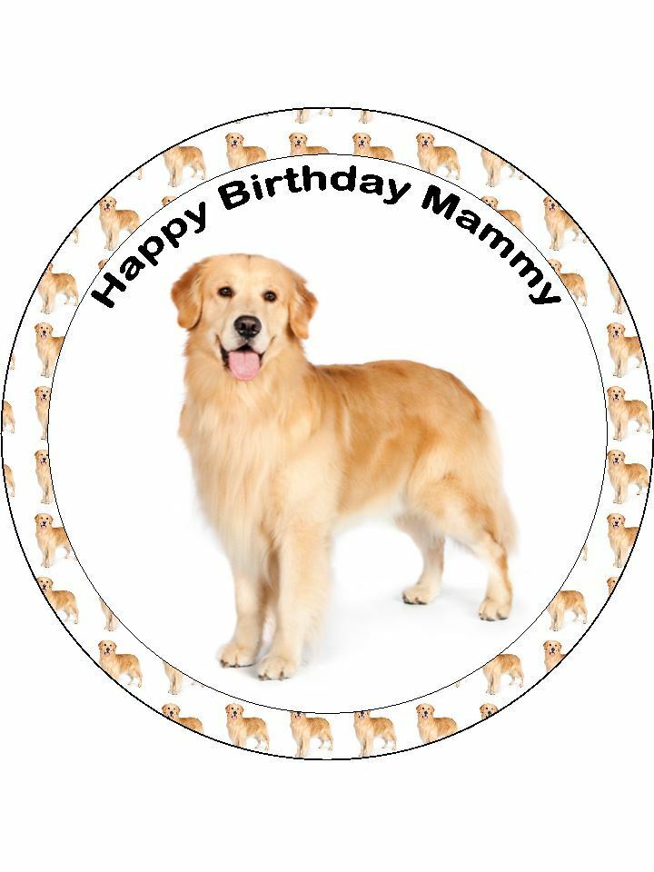 Golden Retriever dog Personalised Edible Cake Topper Round Icing Sheet - The Cooks Cupboard Ltd
