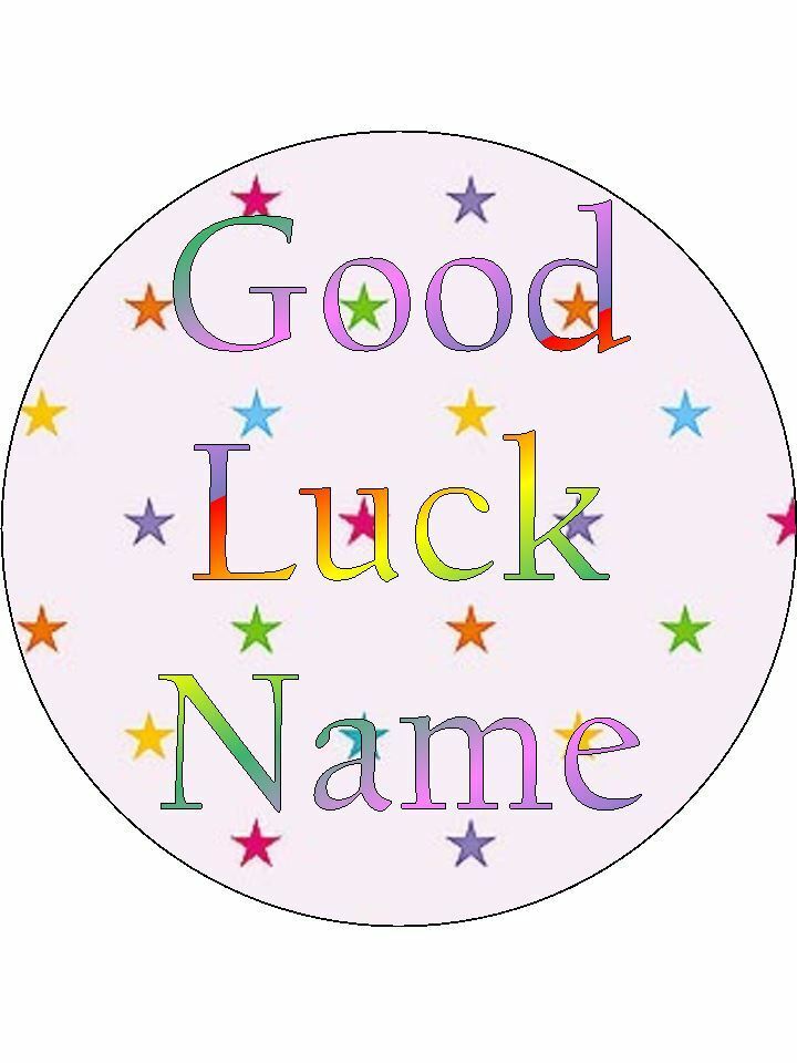 Good Luck colourful Personalised Edible Cake Topper Round Icing Sheet - The Cooks Cupboard Ltd
