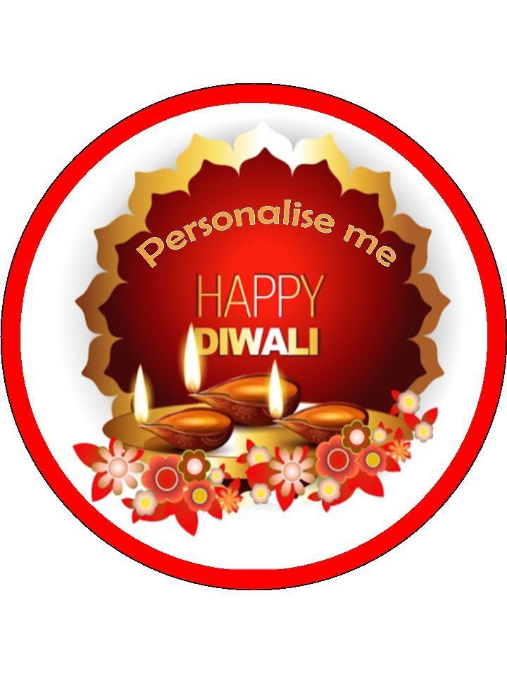 Happy Diwali festival of light Personalised Edible Cake Topper Round Icing Sheet - The Cooks Cupboard Ltd