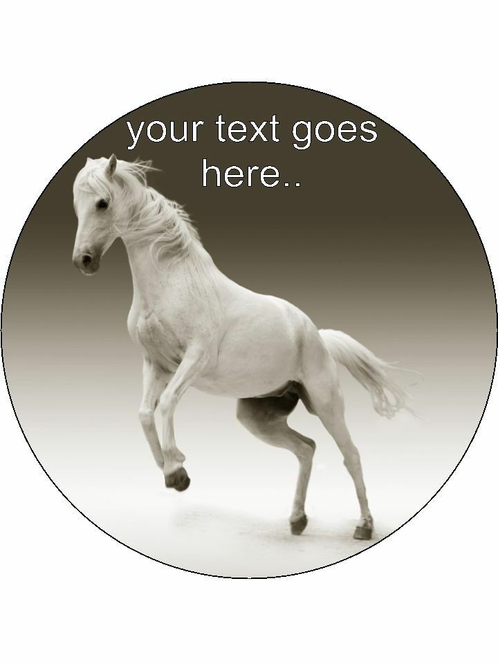 Horse Grey Galloping equine Personalised Edible Cake Topper Round Icing Sheet - The Cooks Cupboard Ltd