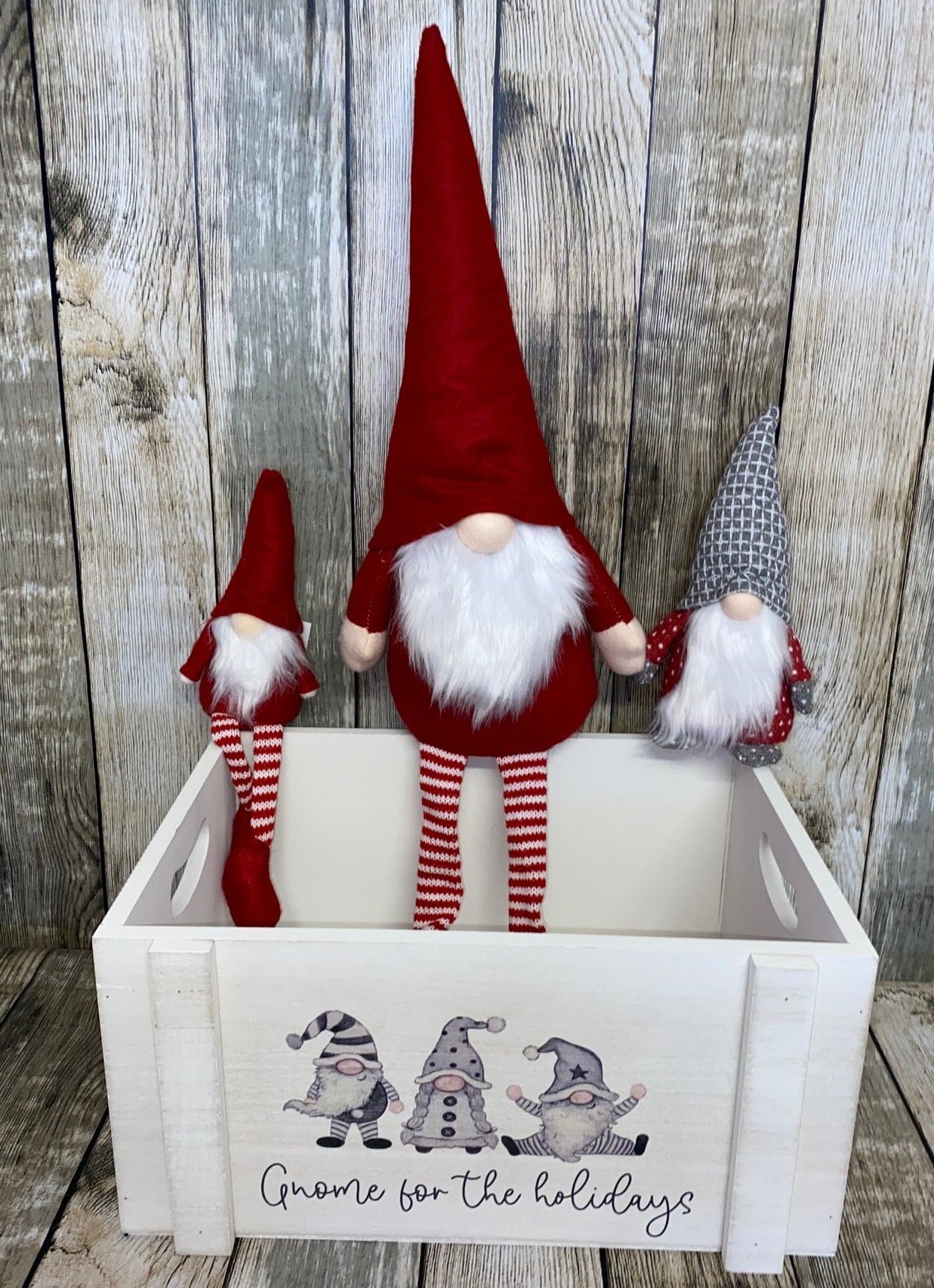 Gnome for the Holidays - Gonk Themed Wooden Decorative Crate - Kate's Cupboard