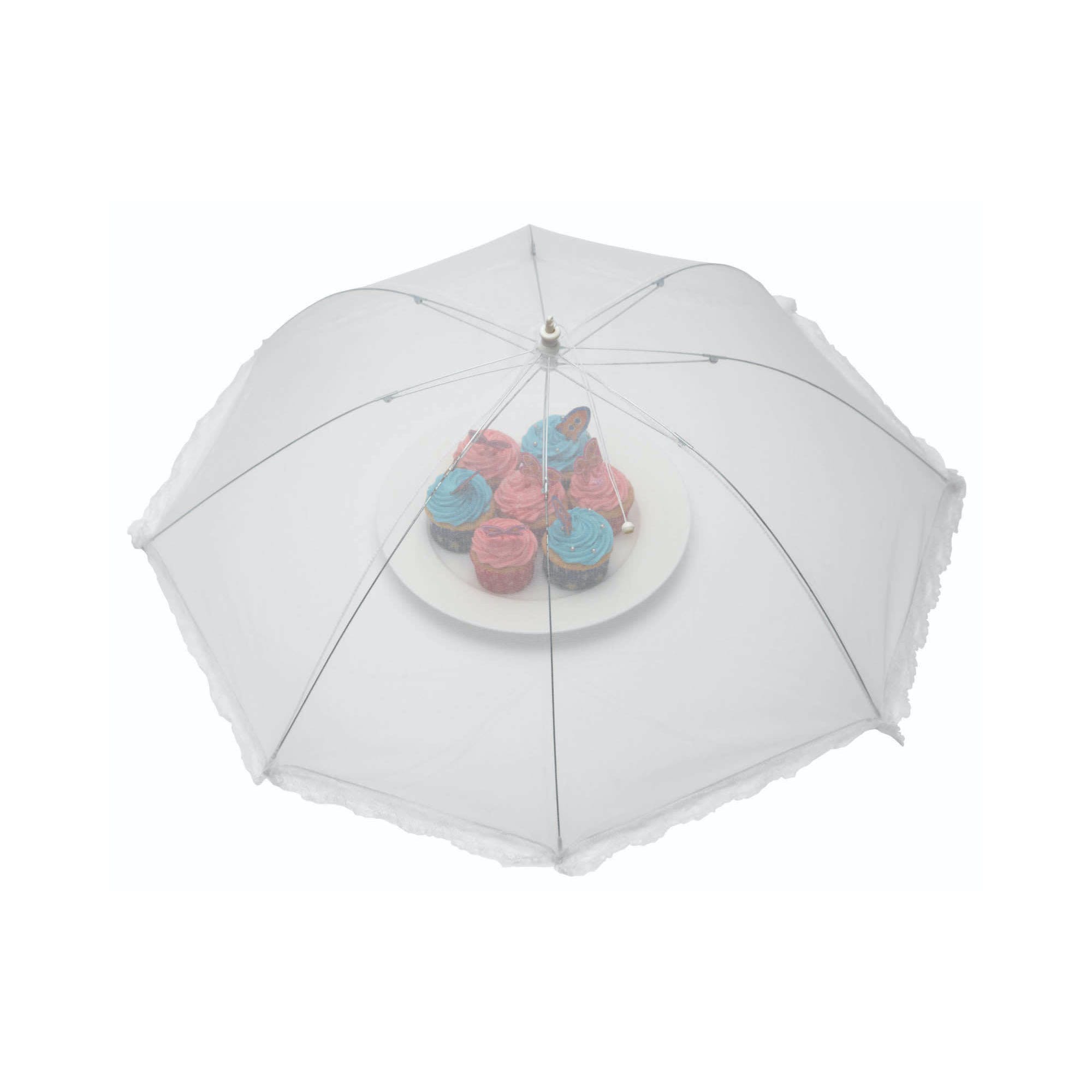 KitchenCraft 76cm White Umbrella Food Cover - The Cooks Cupboard Ltd