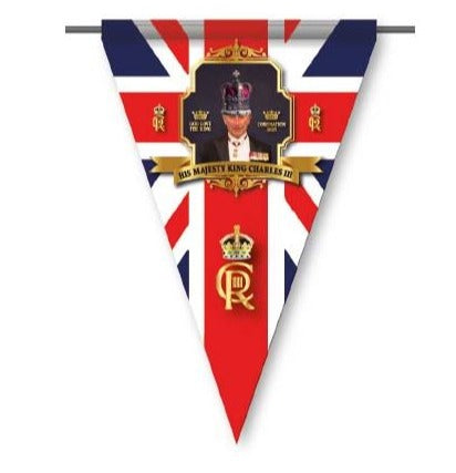 King's Coronation Union Jack Paper Commemorative Triangle Bunting - 3 Metres