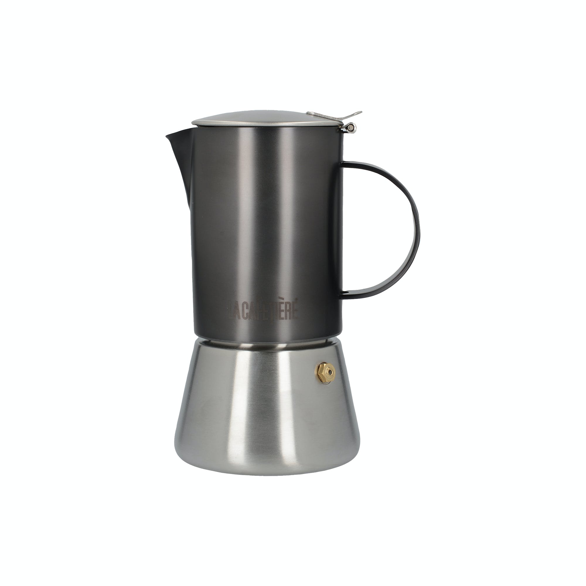 La Cafetiere Edited 4 Cup Stainless Steel Stovetop Gun Metal Grey - The Cooks Cupboard Ltd