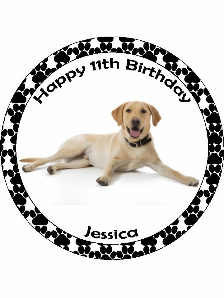 Labrador Golden dog Personalised Edible Cake Topper Round Icing Sheet - The Cooks Cupboard Ltd