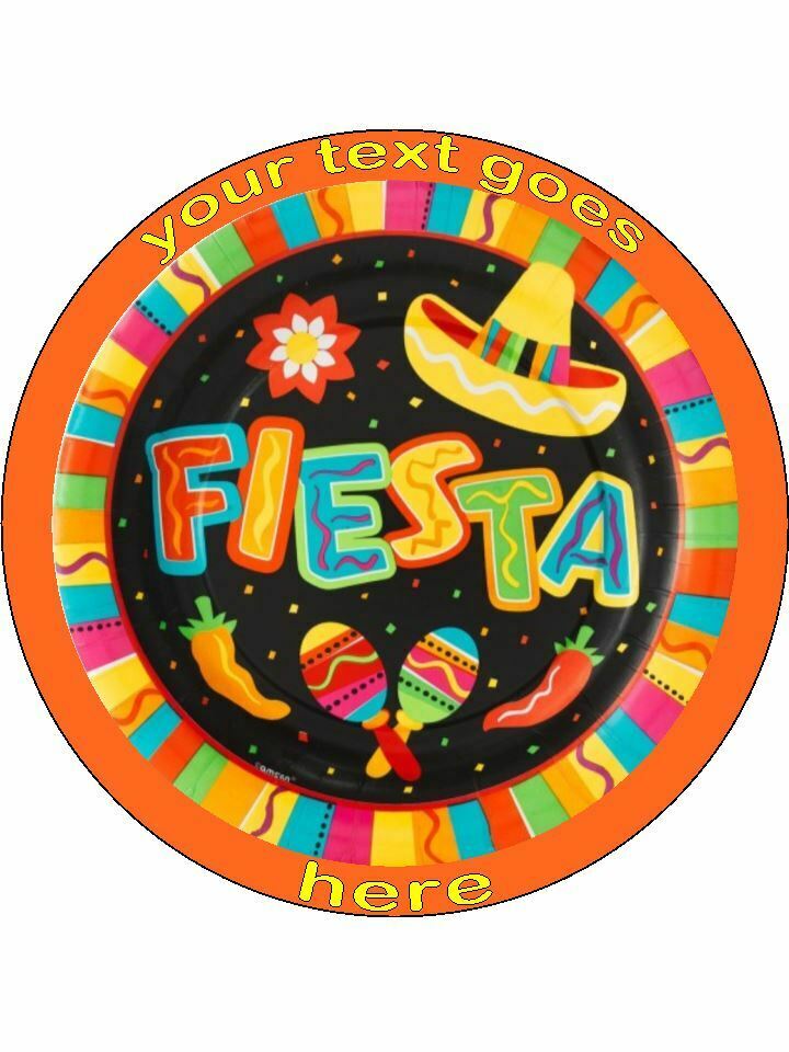 Mexican Fiesta Party maraca Personalised Edible Cake Topper Round Icing Sheet - The Cooks Cupboard Ltd