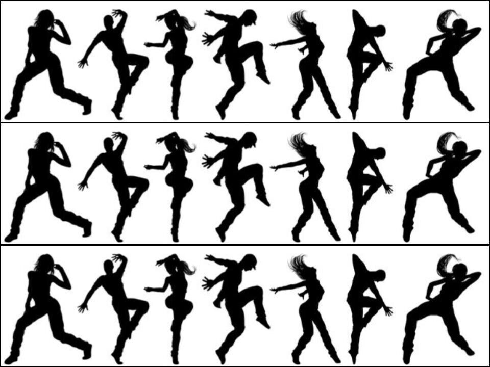 Modern dance hip hop groovy Silhouettes Ribbon Border Edible Printed Icing Sheet Cake Topper