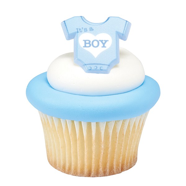 Onesie Its a Boy Plastic Cupcake Decoration Ring - Ideal for Baby Showers - Sold Singly - The Cooks Cupboard Ltd