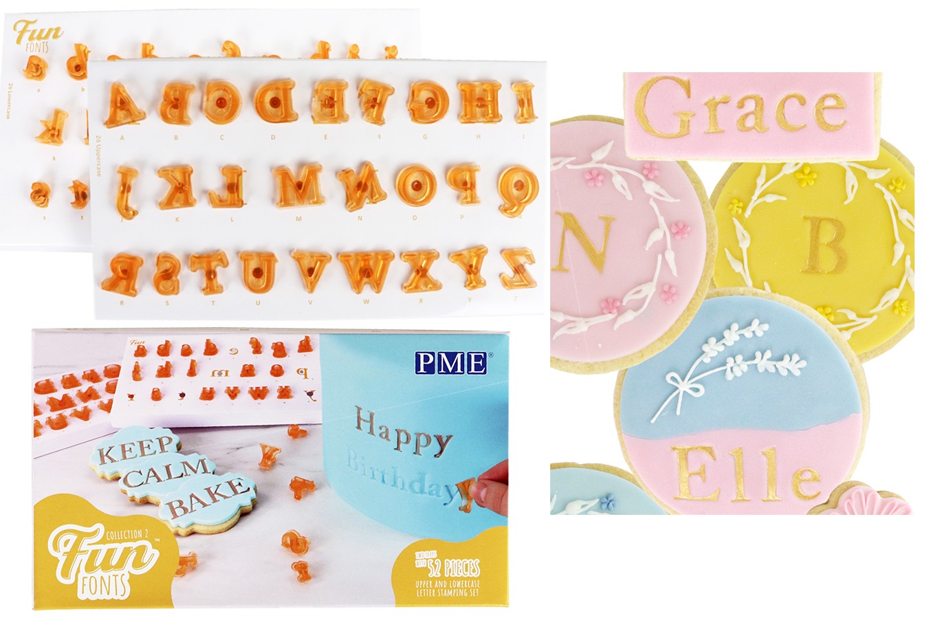 PME Fun Fonts Collection 2 52 Piece Upper and Lower Case Letter Stamping Set - The Cooks Cupboard Ltd