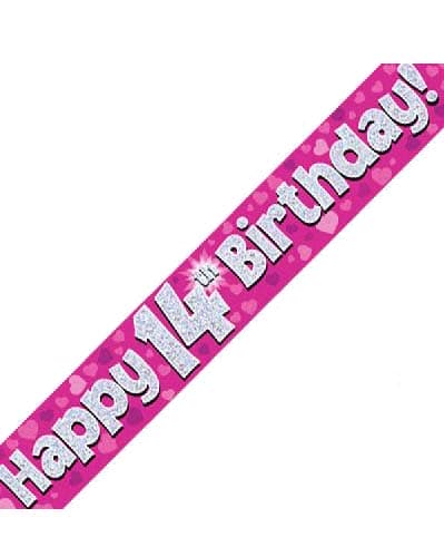 Pink Age 14 14th Birthday Celebration Happy Birthday Banner