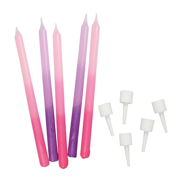 Pink/Purple Ombre Celebration Birthday Candles - Pack of 12 - 100mm